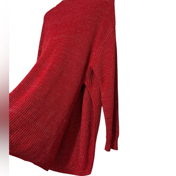 💥2/$15 Willow & Wind red silver metallic wrap split surplice sweater size 2X - Picture 6 of 10